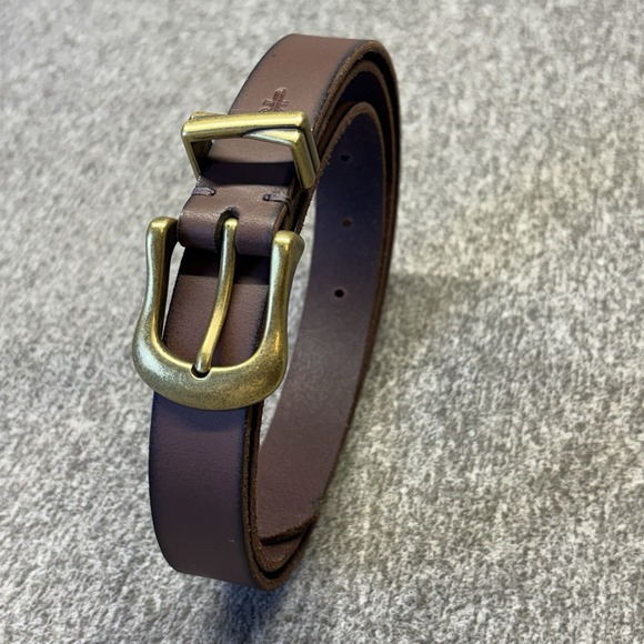 Frye Women's 1"W Leather Belt Large 44" Brown Cognac Brass Buckle - Picture 3 of 15